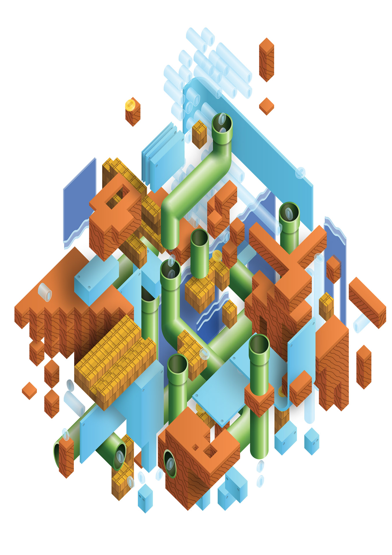 Final Mario World axonometric rendering